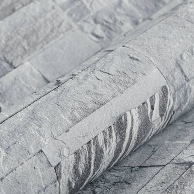 vidaXL Papier peint 3D aspect de pierre gris clair