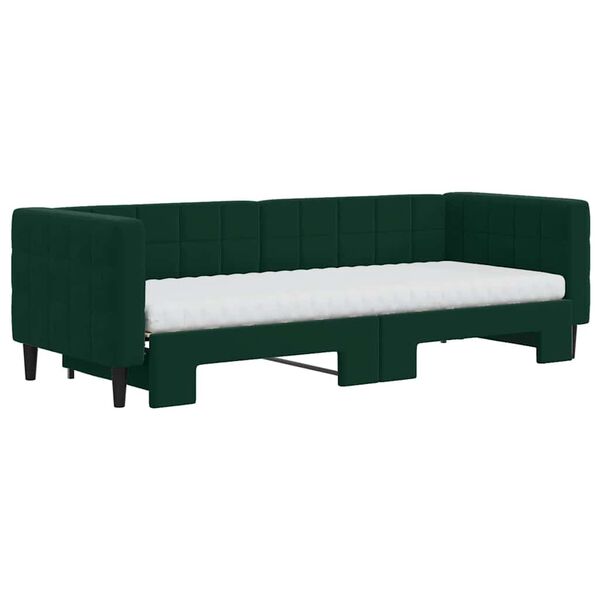 vidaXL Lit de jour avec gigogne et matelas vert fonc&eacute; 80x200cm velours
