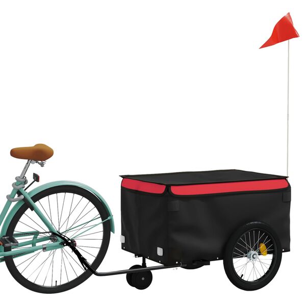 vidaXL Remorque de v&eacute;lo noir et rouge 30 kg fer