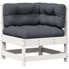 vidaXL Salon de jardin 3 pcs avec coussins blanc bois de pin massif