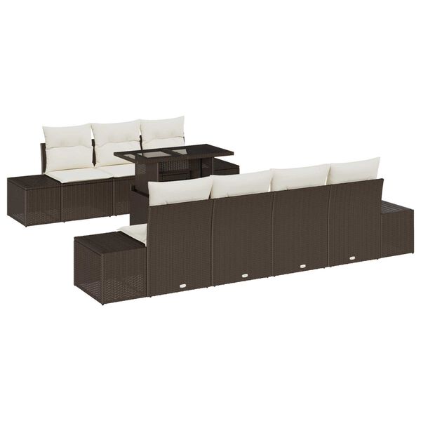 vidaXL Ensemble de Canap&eacute;s 8 pcs Marron et Cr&egrave;me polyrotin
