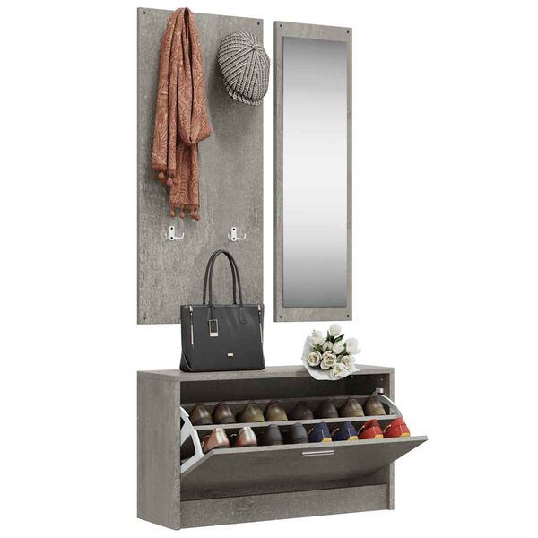 vidaXL Ensemble d'armoires &agrave; chaussures 3-en-1 Gris b&eacute;ton