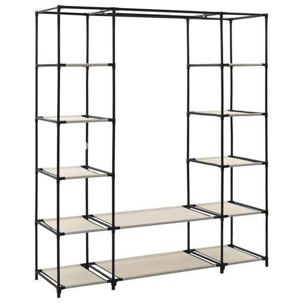 vidaXL Armoire avec compartiments et tiges Cr&egrave;me 150x45x176 cm Tissu