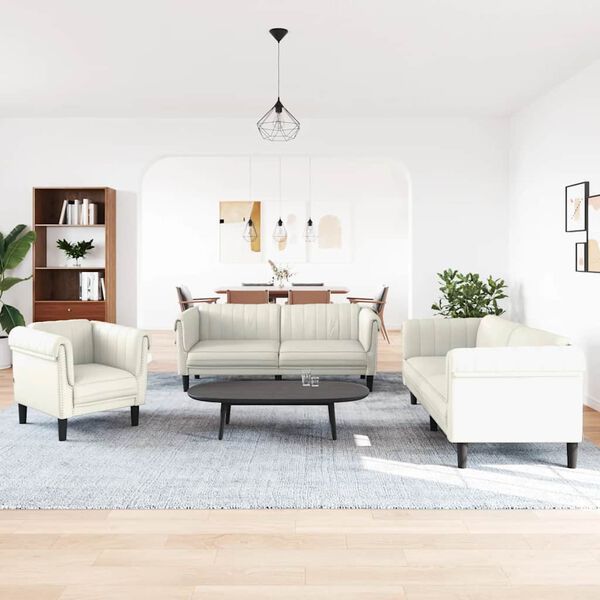 vidaXL Ensemble de canapés 3 pcs crème velours