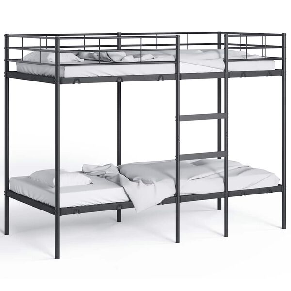 VidaXL Lit superposé sans matelas noir 100x190 cm acier