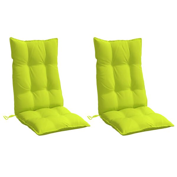 vidaXL Coussins de chaise &agrave; dossier haut lot de 2 vert vif
