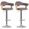 vidaXL Tabourets de bar lot de 2 taupe bois courb&eacute; et tissu
