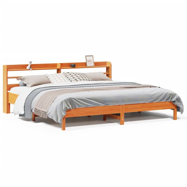 vidaXL Cadre de lit sans matelas cire marron 180x200cm bois pin massif