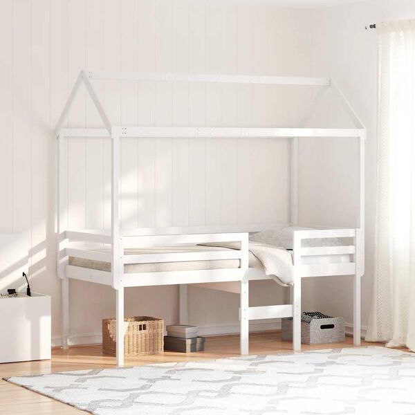 vidaXL Lit haut sans matelas blanc 90x200 cm bois de pin massif