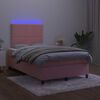 vidaXL Sommier &agrave; lattes de lit avec matelas LED Rose 120x200cm Velours