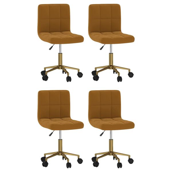 vidaXL Chaises pivotantes &agrave; manger lot de 4 marron velours