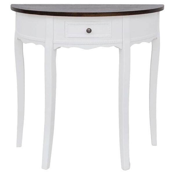 vidaXL Table console avec tiroir et dessus de table marron Demi-ronde
