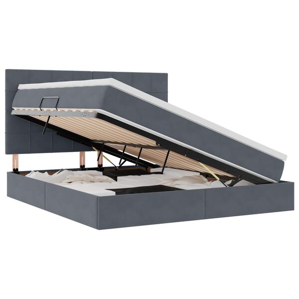 vidaXL Lit avec rangement et matelas Gris fonc&eacute; 180 x 200 cm Velours