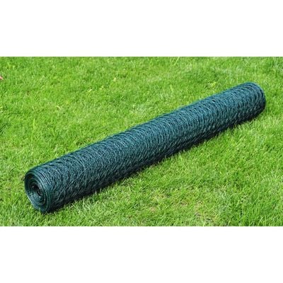 vidaXL Grillage à poule avec revêtement en PVC 25x0,5 m vert