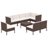 vidaXL Salon de jardin 9 pcs avec coussins r&eacute;sine tress&eacute;e marron