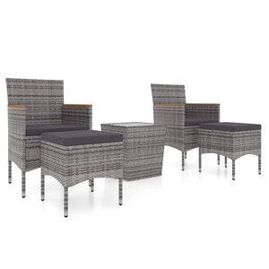 vidaXL Ensemble de bistro jardin 5pcs R&eacute;sine tress&eacute;e verre tremp&eacute; Gris