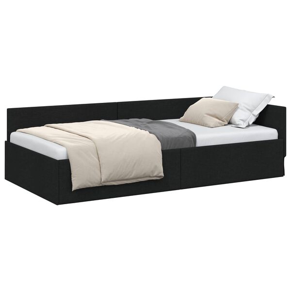vidaXL Cadre de lit d'angle Noir 90 cm x 190 cm Velours