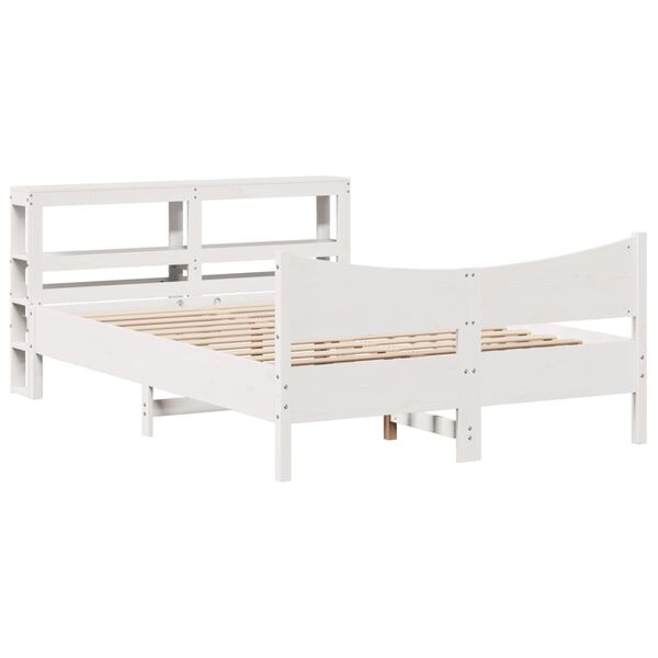 vidaXL Cadre de lit avec t&ecirc;te de lit blanc 160x200 cm bois pin massif