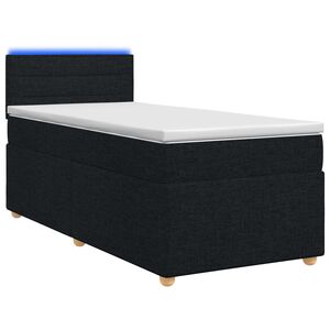 vidaXL Lit boxspring avec matelas Noir 90 x 200 cm Tissu