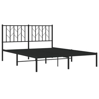 vidaXL Cadre de lit métal sans matelas avec tête de lit noir 140x200cm