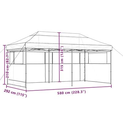 vidaXL Tente de réception pliable escamotable 3 parois latérales taupe