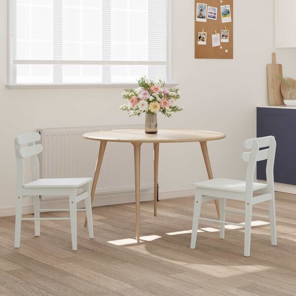vidaXL Chaise de salle &agrave; manger 2 pcs Blanc Bois de Caoutchouc Massif