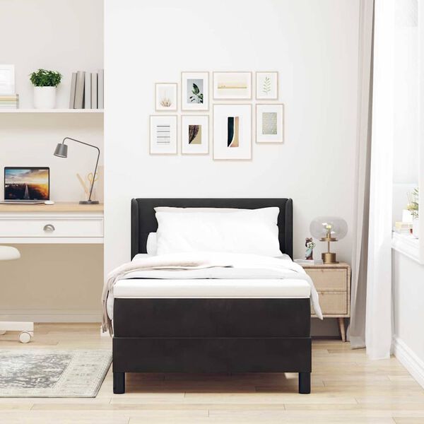 vidaXL Lit &agrave; ressorts avec matelas Noir 200 x 90 cm Velours