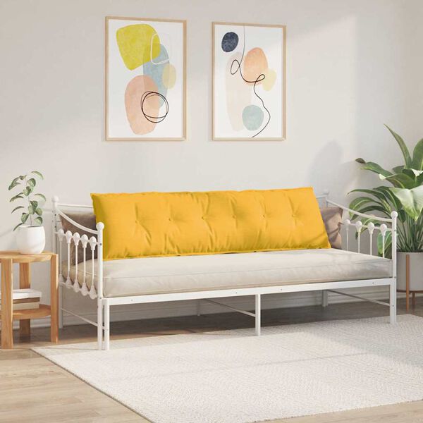 vidaXL Coussin de Dos Jaune clair 180 x 50 cm Tissu en velours c&ocirc;tel&eacute;