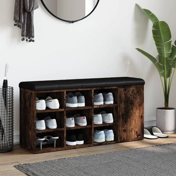 vidaXL Banc à chaussures chêne fumé 102x32x50 cm bois d'ingénierie