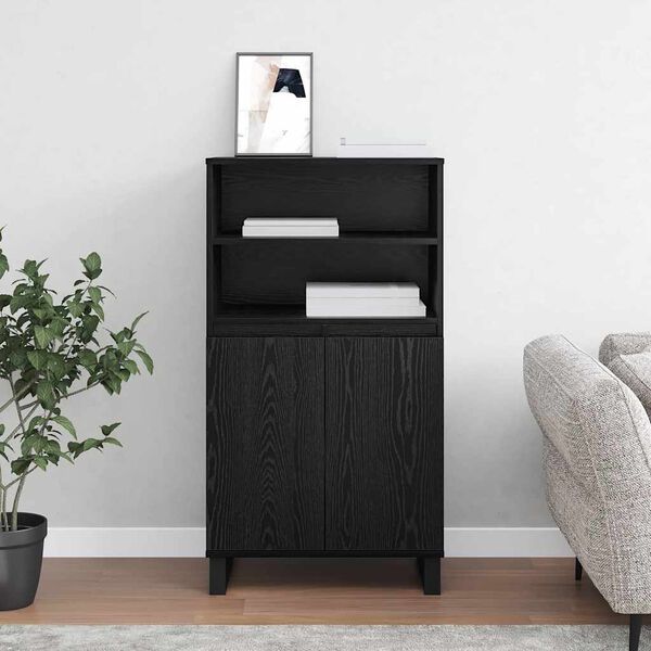 vidaXL Haut Armoire Noir 60 x 36 x 110 cm Bois d'ing&eacute;nierie