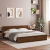 vidaXL Cadre de lit avec LED sans matelas ch&ecirc;ne marron 180x200 cm