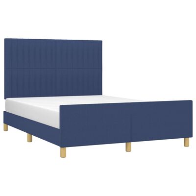 vidaXL Cadre de lit avec tête de lit Bleu 140 x 200 cm Tissu