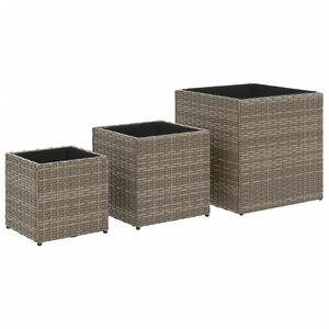 vidaXL Jardini&egrave;res d'ext&eacute;rieur 3 pcs gris r&eacute;sine tress&eacute;e