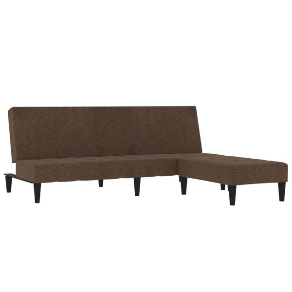vidaXL Canap&eacute;-lit &agrave; 2 places avec tabouret Marron Tissu microfibre