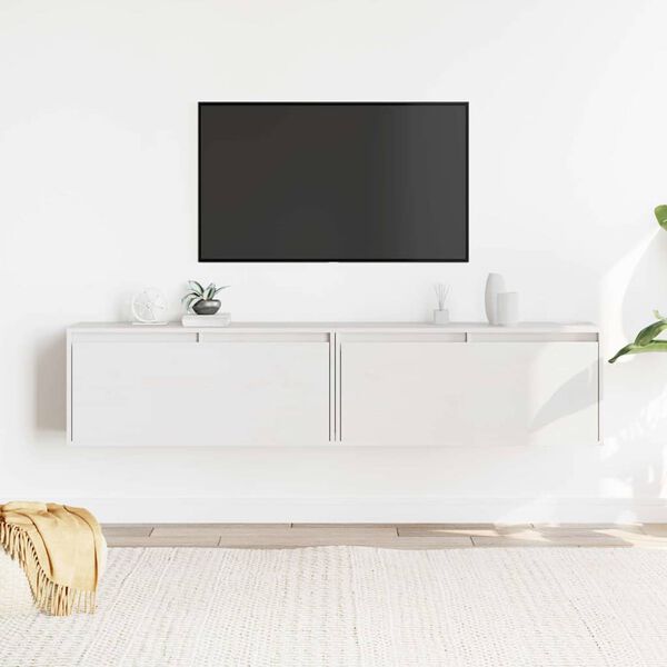 vidaXL Armoires murales 2 pcs Blanc 80x30x35 cm Bois de pin massif