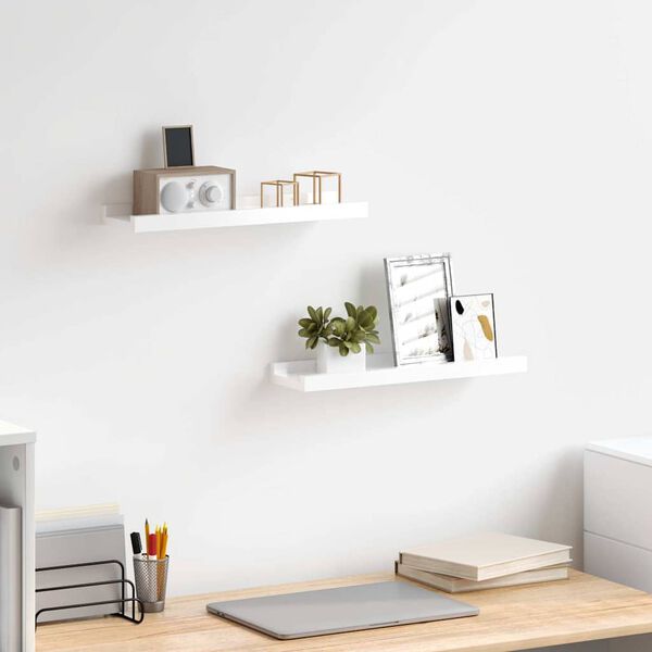 vidaXL &Eacute;tag&egrave;res murales 2 pcs Blanc brillant 40x9x3 cm