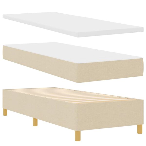 vidaXL Lit &agrave; ressorts avec matelas Cr&egrave;me 80 x 200 cm tissu