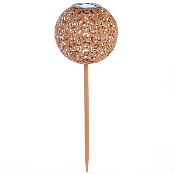 HI Lampe de jardin solaire &agrave; LED 18 cm M&eacute;tal Marron