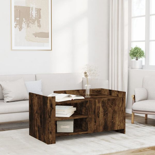 vidaXL Table basse ch&ecirc;ne fum&eacute; 100x50x50 cm bois d'ing&eacute;nierie