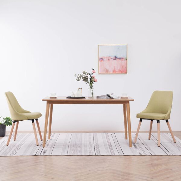 vidaXL Chaises &agrave; manger lot de 2 vert tissu