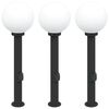 vidaXL Bornes lumineuses avec sortie lot de 3 80 cm noir IP44