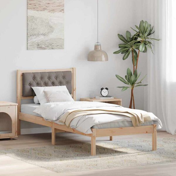 vidaXL Cadre de lit avec t&ecirc;te de lit Taupe 80 x 200 cm Pin massif