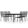 vidaXL Ensemble &agrave; manger de jardin 7 pcs Noir