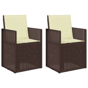 vidaXL Chaises de jardin salle &agrave; manger 2 pc Marron et cr&egrave;me PP