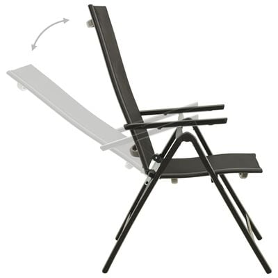 vidaXL Chaises pliables de jardin 2 pcs Textilène et aluminium Noir