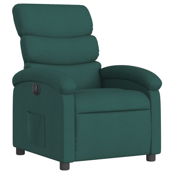 vidaXL Fauteuil inclinable &eacute;lectrique Vert fonc&eacute; Tissu