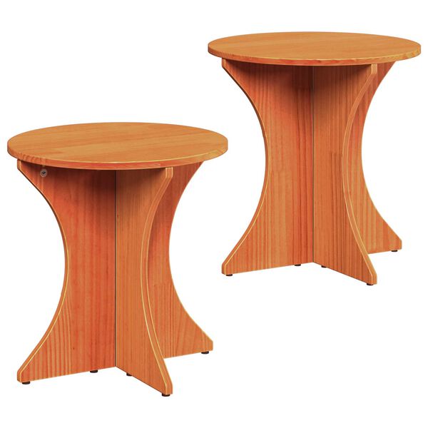 vidaXL Table basse 2 pcs Brun cire Bois massif en pin
