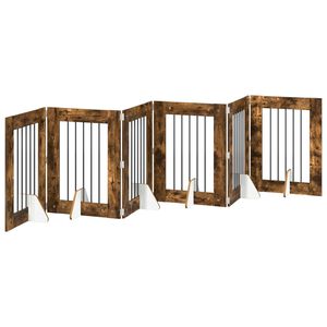 vidaXL Porte de chien pliable avec supports 6 pc Ch&ecirc;ne fum&eacute; 362 cm