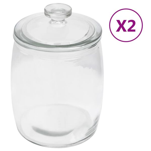 vidaXL Pots de conservation en verre avec couvercle 2 pcs 2000 ml