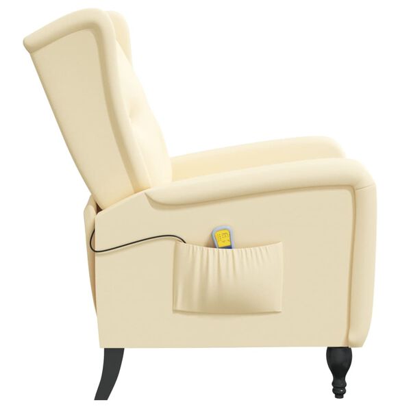 vidaXL Fauteuil de massage inclinable cr&egrave;me velours
